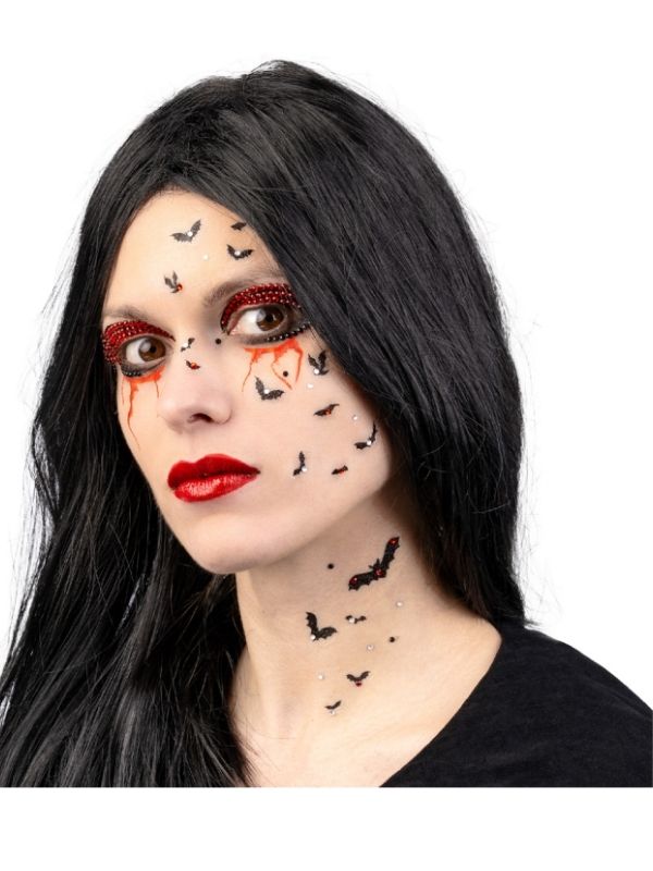 Accessorio Halloween Tatuaggi Finti Pipistrelli Con Strass 