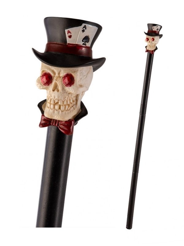 Accessorio Halloween Bastone Con Pomello Teschio 88Cm