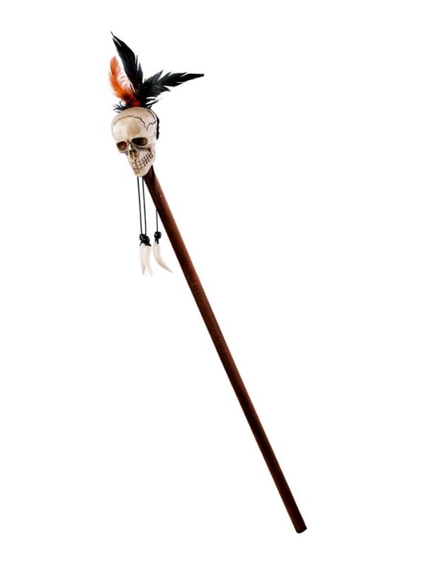 Accessorio Halloween Scettro Voodoo Con Teschio 80Cm
