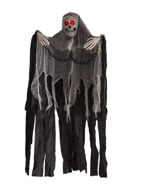 Deco Halloween Scheletro Da Appendere Con Catene E Luci 80Cm
