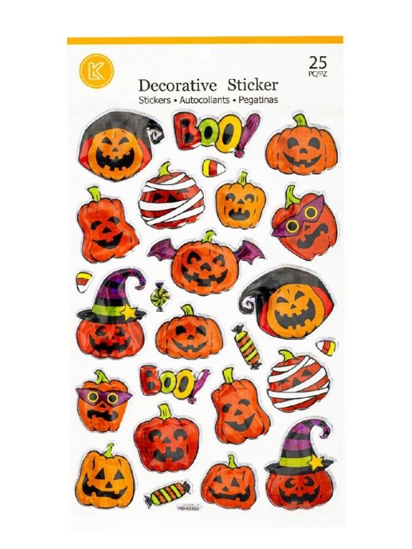 25 Stickers Di Halloween Con Zucche In Rilievo 