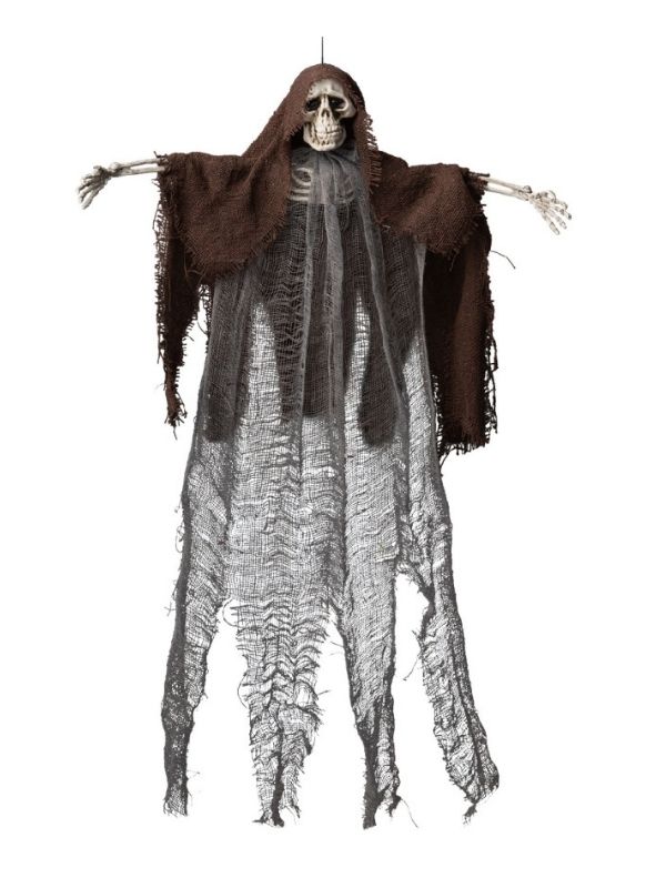 Deco Halloween Scheletro Da Appendere Con Mantello E Cappuccio 60Cm