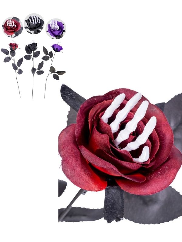 Accessorio Halloween Rosa Con Mano Scheletro 38Cm - Assortito