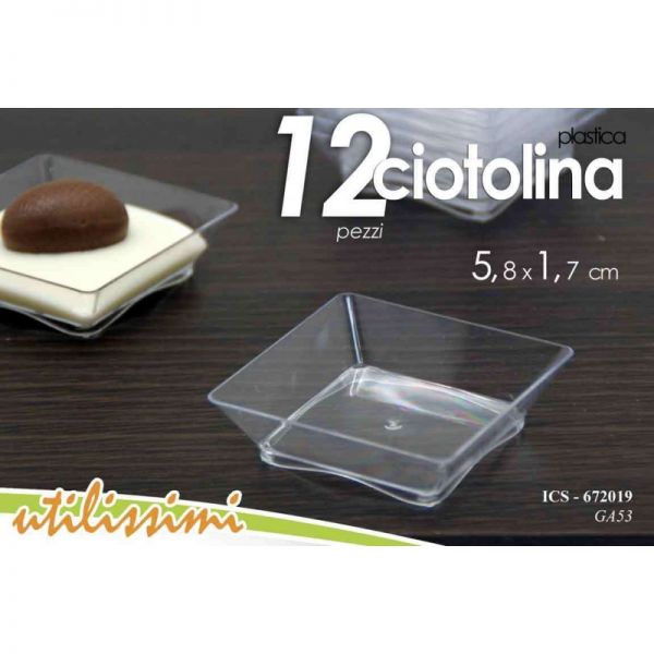 Ciotola Quadrata Bassa In Plastica Per Finger Food 12 Pezzi