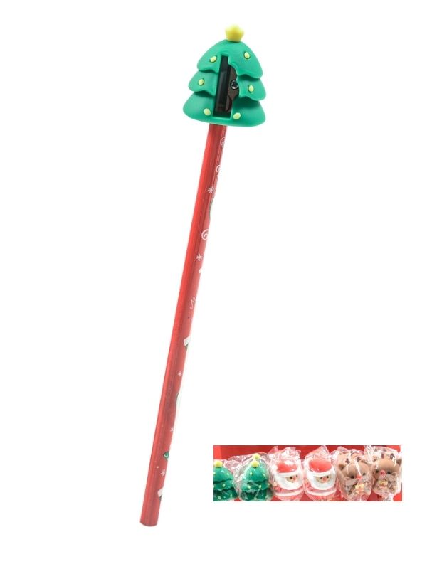  Weihnachtsbleistift Mit Anspitzer 21Cm - Sortiert