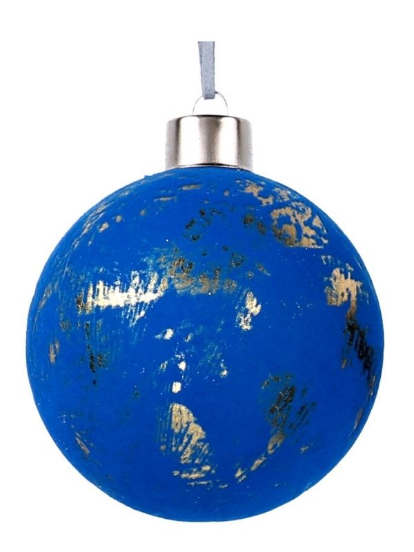Weihnachtskugel Aus Glas Blau Und Gold 8Cm
