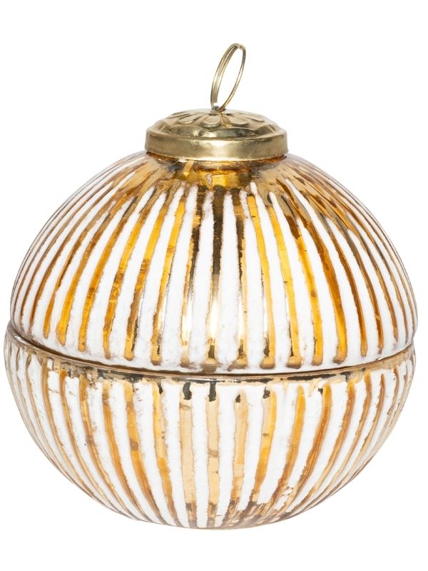 Candela Natalizia In Vetro A Forma Di Pallina Dorata 10X10Cm