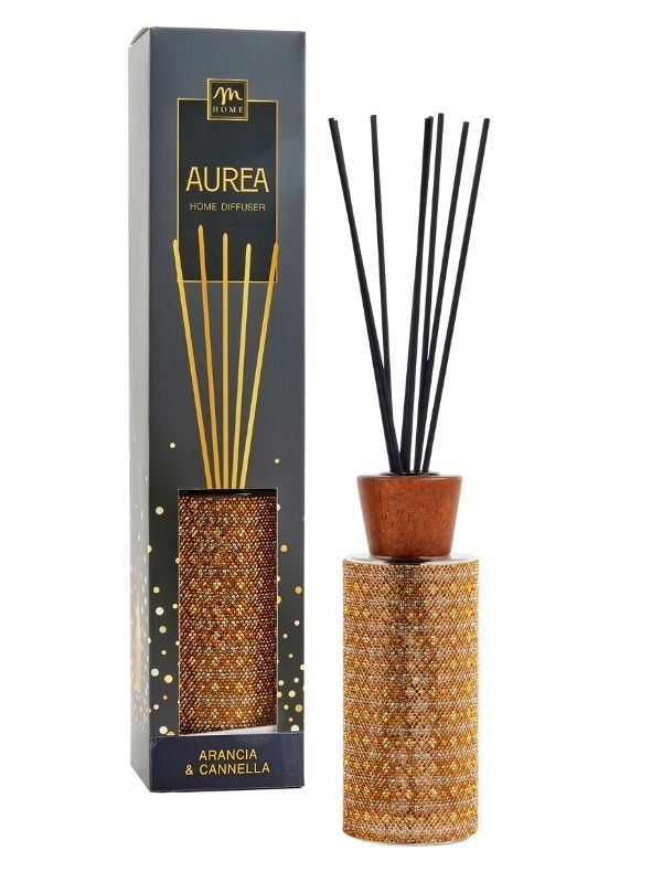 Diffusore Di Fragranza Natalizio Arancia E Cannella In Vetro Con Strass Dorati 200Ml