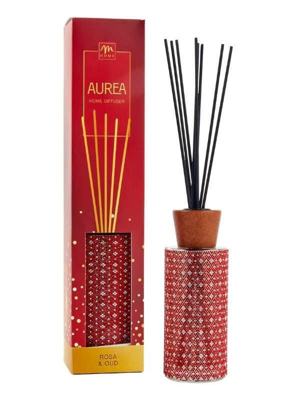 Diffusore Di Fragranza Natalizio Rosa&Oud In Vetro Con Strass Rossi 200Ml