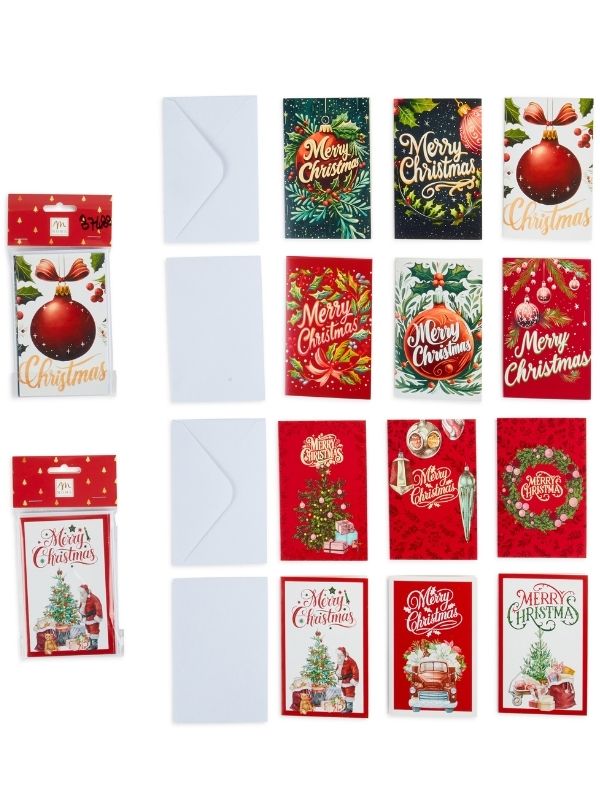 Weihnachtskarten 6 Stück Mit Papierumschlag 8X14Cm - Sortiert