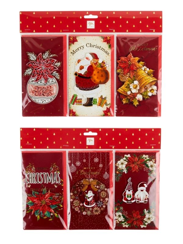 Weihnachtskarten 3 Stück 3D Mit Papierumschlag 10X19Cm - Sortiert