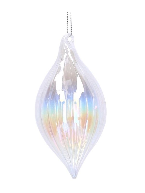 Weihnachtskugel Aus Glas Transparenter Schillernder Tropfen 6X12Cm