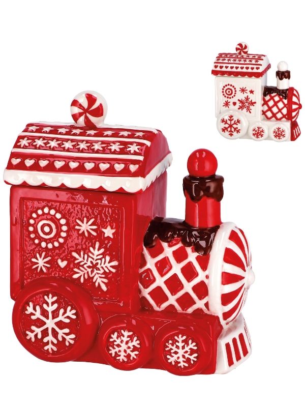 Accessorio Natalizio Portaoggetti In Ceramica A Forma Di Treno 20X15X24Cm - Assortito