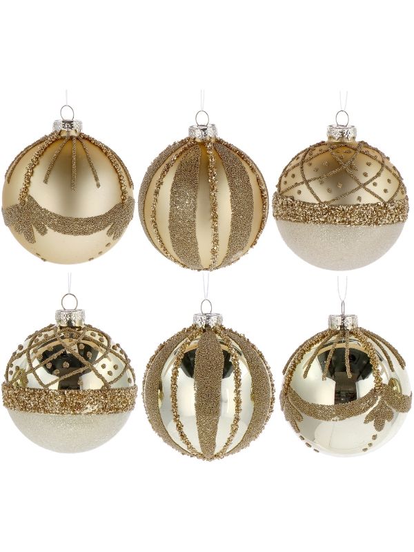  Weihnachtskugel Aus Goldglas 8Cm - Sortiert