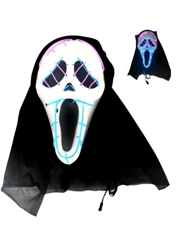 Accessoire D'Halloween Masque À Piles Avec Lumière Froide Effrayante 45X18.5Cm