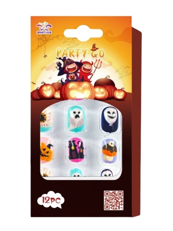 Accessoire D'Halloween Faux Ongles En Gel Pour Enfants 12 Pièces 
