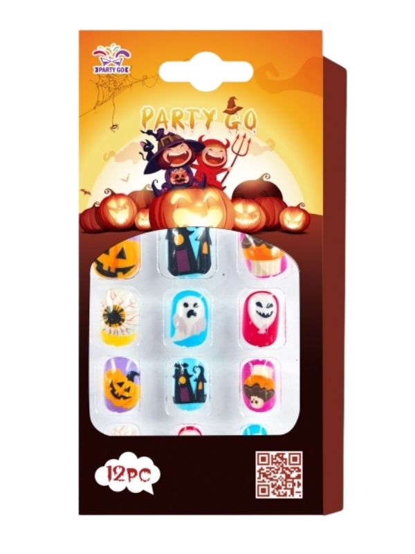 Accessoire D'Halloween Faux Ongles En Gel Pour Enfants 12 Pièces 