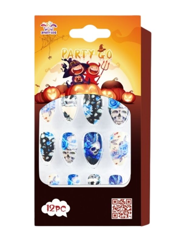Accessoire D'Halloween Faux Ongles En Gel Pour Adultes 12 Pièces 