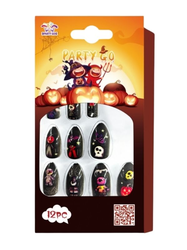 Accessoire D'Halloween Faux Ongles En Gel Pour Adultes 12 Pièces 