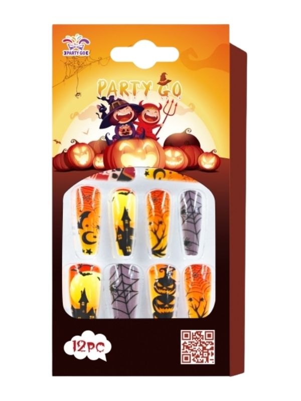 Accessoire D'Halloween Faux Ongles En Gel Pour Adultes 12 Pièces 