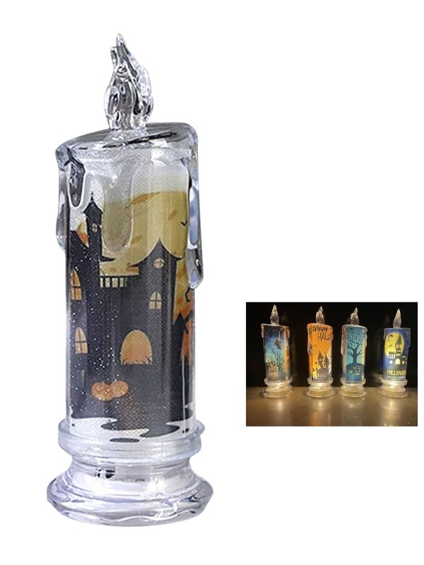 Décoration D'Halloween Bougie Avec Lumière Led 18X6Cm - Assorti