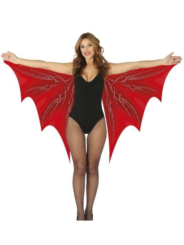 Accessorio Halloween Ali Di Pipistrello Rosse 170X80Cm