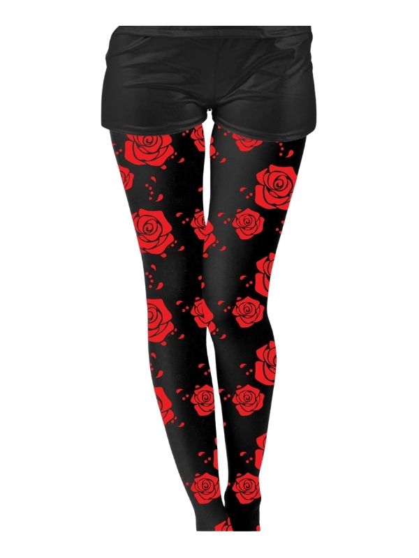 Accessorio Halloween Collant Donna Neri Con Rose 