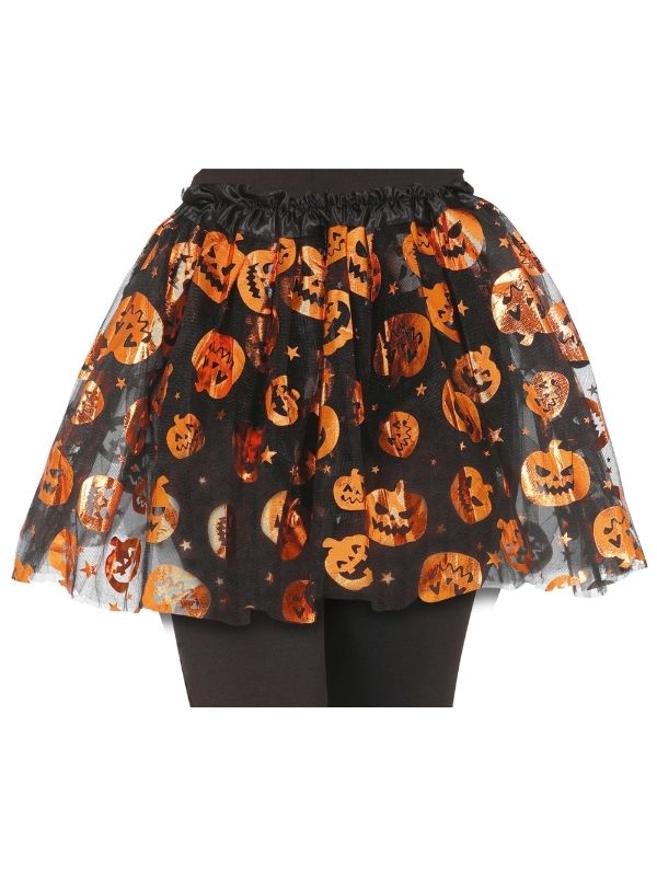 Halloween-Accessoire Schwarzes Tutu Für Kinder Mit Kürbissen 30Cm