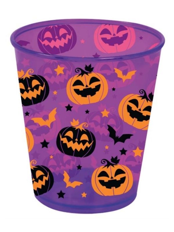 Party Halloween Verre Violet Avec Des Citrouilles 10Cm