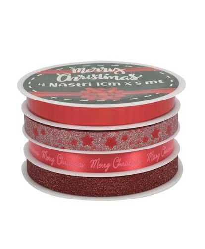 Bänder für rote Weihnachtsparkels 4 Stück 1 cm x5mt