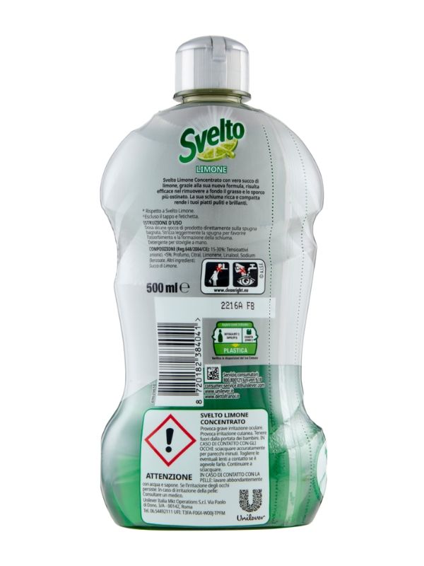 SVELTO Konzentriertes Geschirrspülmittel Grüne Zitrone 500Ml