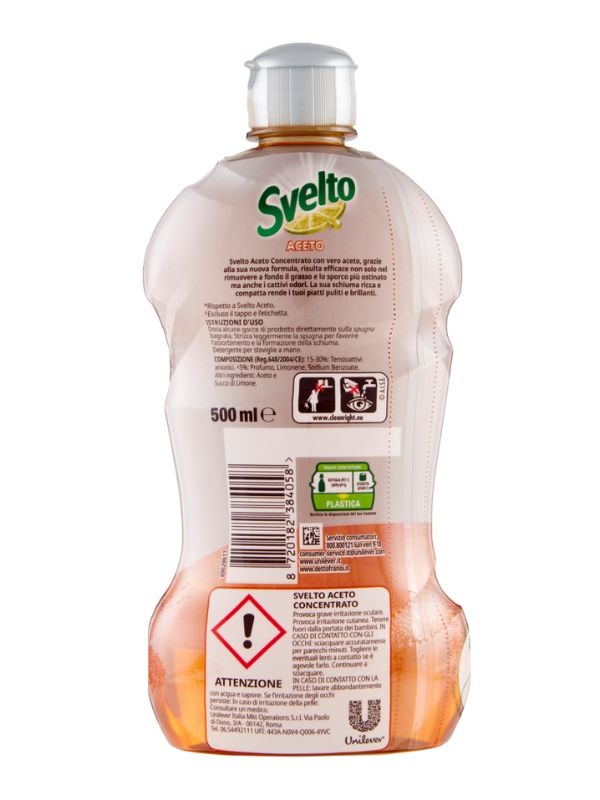 SVELTO Detersivo Piatti Concentrato Aceto 500Ml