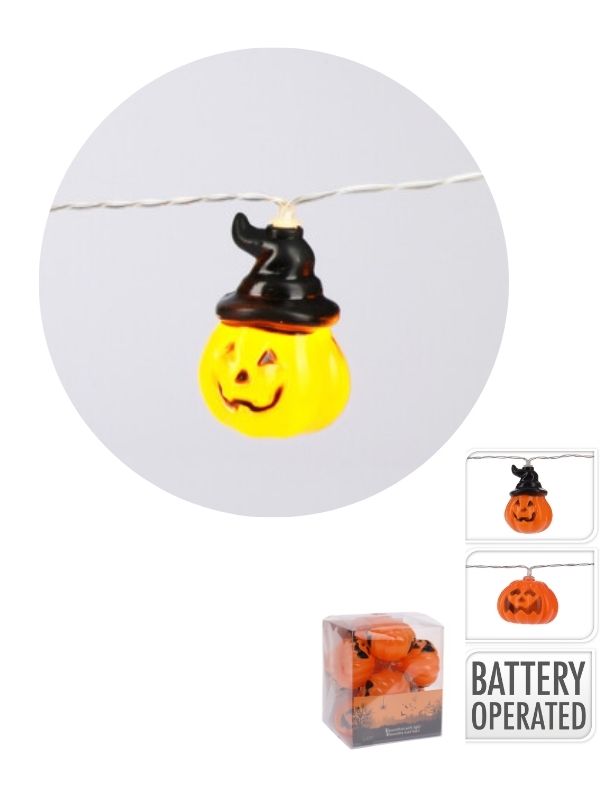 Déco Halloween Per La Casa Ghirlanda Con 10 Luci Led Zucche - Assortito