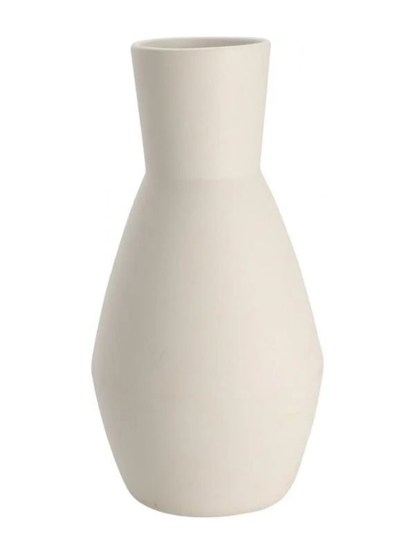 Vaso Decorativo Bianco In Ceramica 28Cm