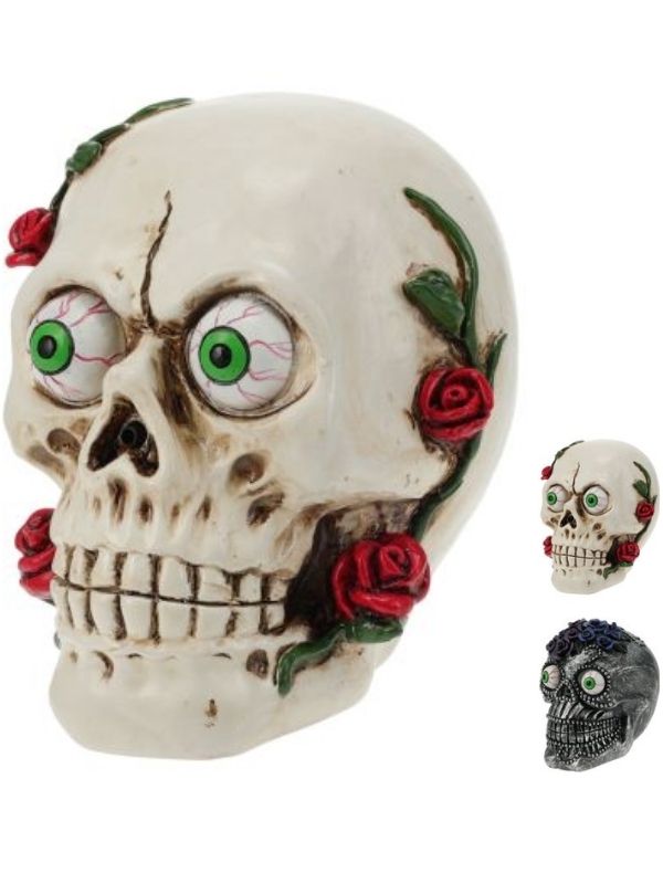 Déco Halloween Per La Casa Teschio In Ceramica Con Luce Led 10Cm - Assortito