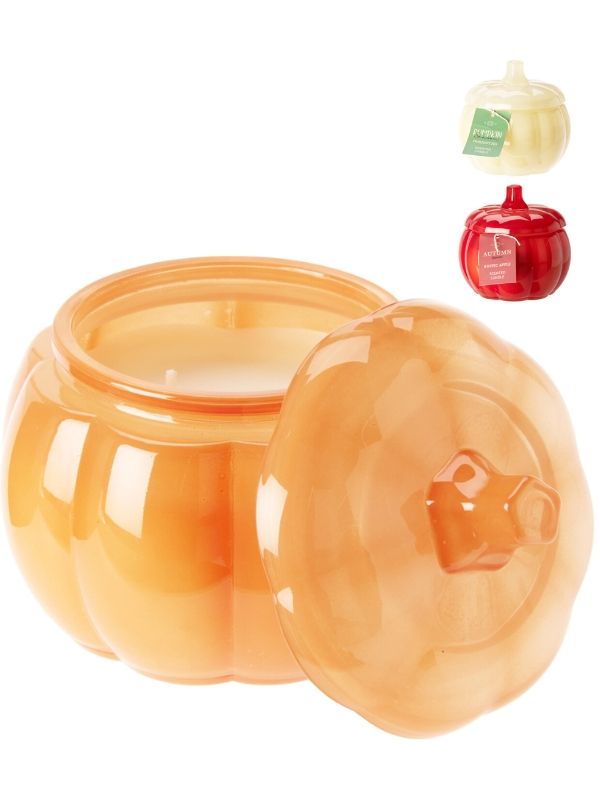 Décoration Automnale Bougie Avec Pot En Verre En Forme De Citrouille 11X8Cm - Assorti