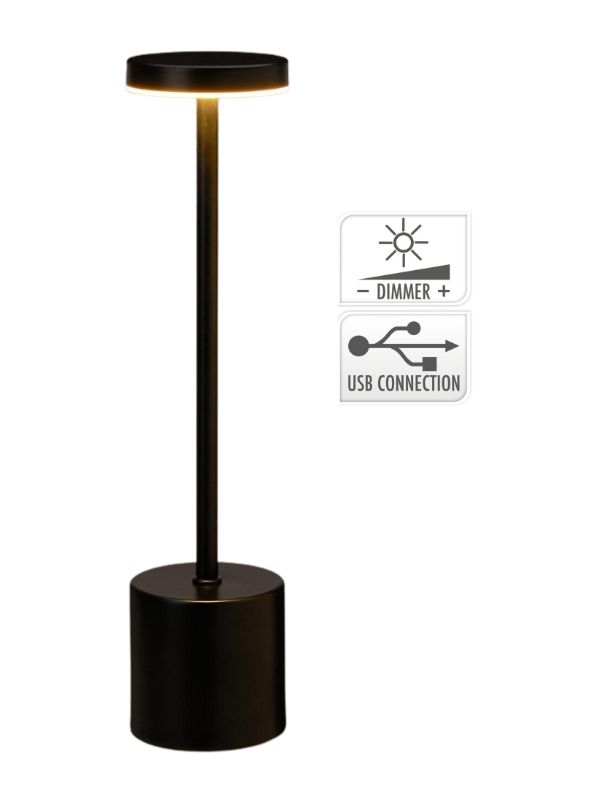 Lampe De Table Tactile Noir 8X34Cm