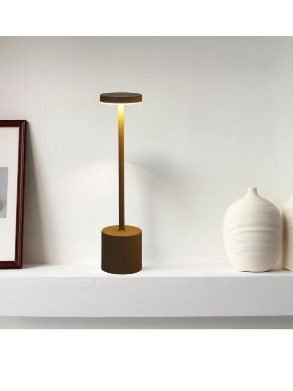Lampe De Table Tactile Taupe 8X34Cm