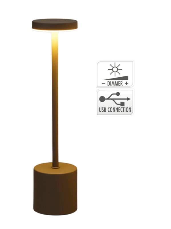 Lampe De Table Tactile Taupe 8X34Cm