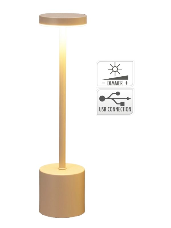 Lampe De Table Tactile Crème 8X34Cm