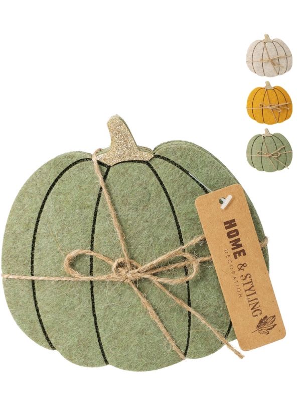 Décoration Automnale 4 Sous-Verres Citrouille - Assorti
