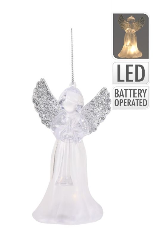 Pendente Natalizio Angelo Con Luce Led 11Cm - Assortito