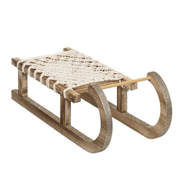 Holz- Und Seilschlitten 40Cm - Weihnachtsdeko