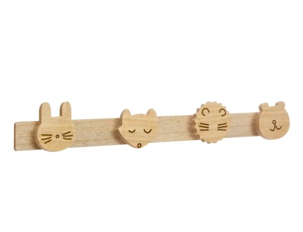 Portemanteau En Bois Avec Animaux 55X8.5Cm