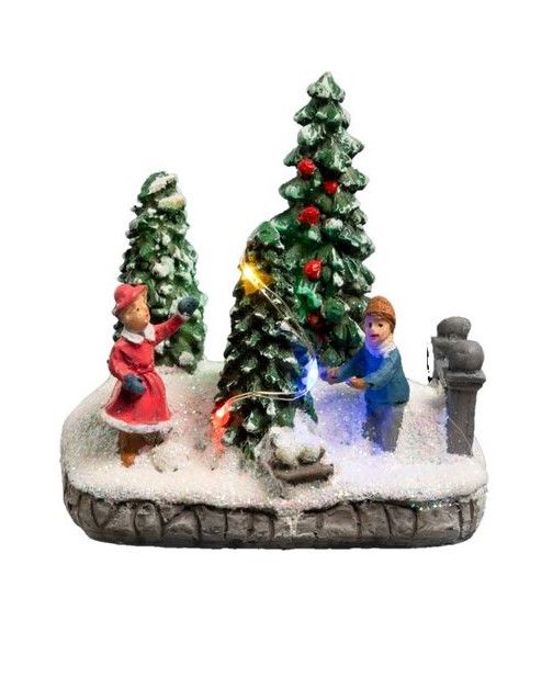 Village De Noël Avec Arbres - Décoration De Noël