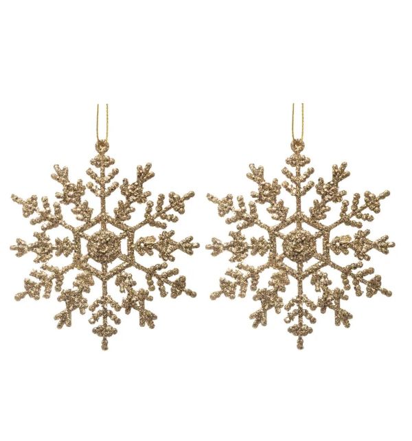 2 Fiocchi Di Neve Glitterati - Decorazione Natalizia