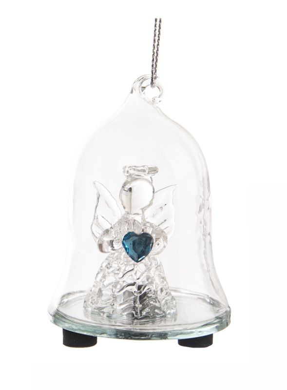 Pendentif De Noël Ange En Verre Avec Lumière 8Cm - Assortis