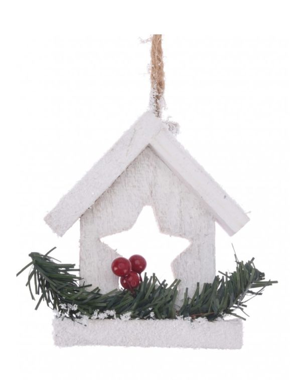 Addobbo Per L'Albero Di Natale Con Casetta In Legno 10Cm