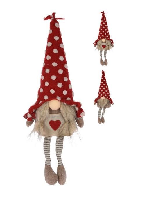 Gnomo Di Natale In Peluche 20X50Cm - Con Luci LED