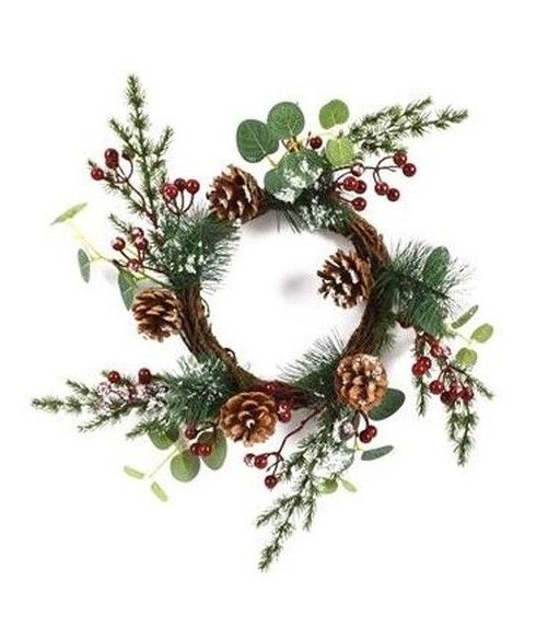 Verschneiter Hintertürkranz Mit Beeren 45Cm - Weihnachtsdeko